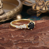 Round Black Onyx Promise Ring Bold Look Six Claw Design